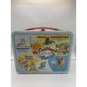 Vintage Metal Lunchbox The Exciting World of Metrics Facts Math Nerd No Thermos
